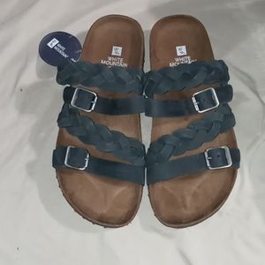 White Mountain Black Sandals